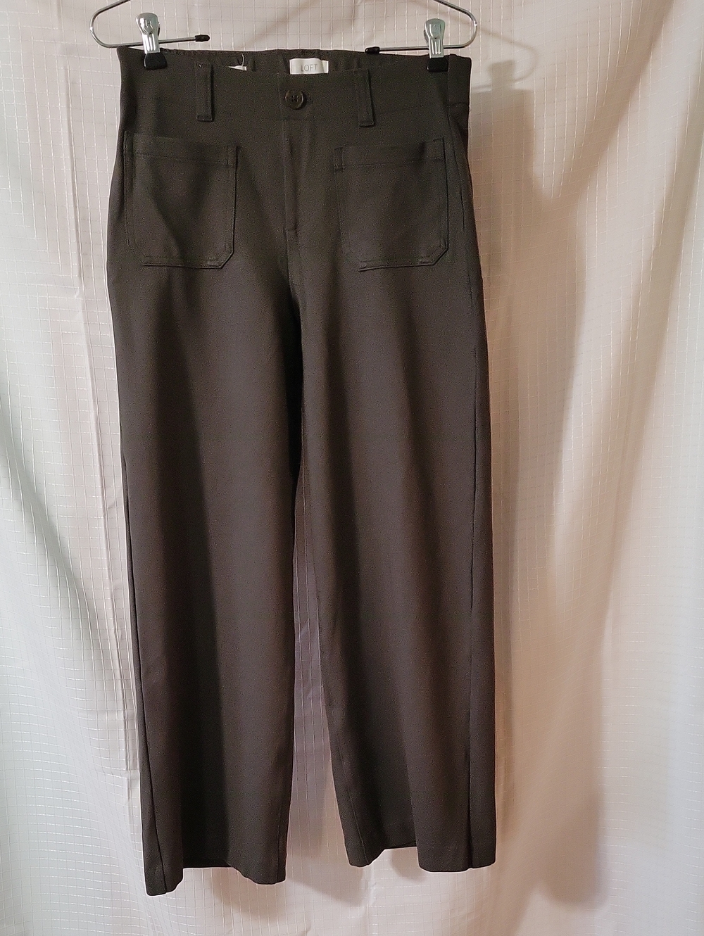 LOFT Womens Wide-Leg Dress Pants in Dark Olive, Size XS